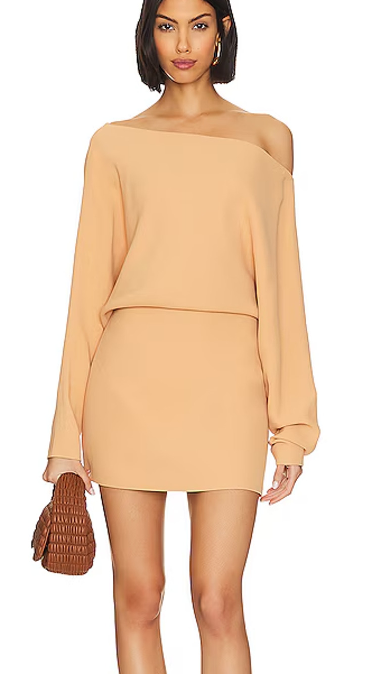 NWT Alexis Katia Jersey Draped Off Shoulder Blouson Mini Dress Topaz Womens XL